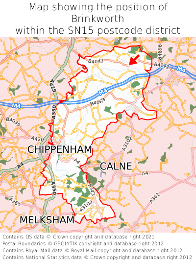 Map showing location of Brinkworth within SN15