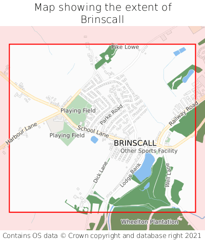 Map showing extent of Brinscall as bounding box