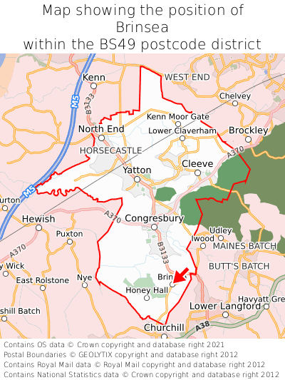 Map showing location of Brinsea within BS49