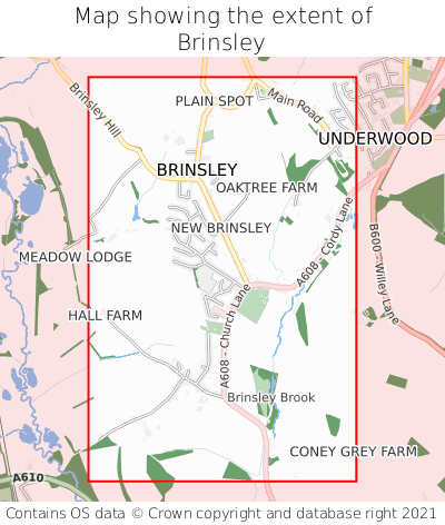 Map showing extent of Brinsley as bounding box