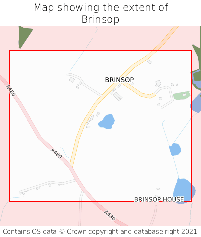 Map showing extent of Brinsop as bounding box