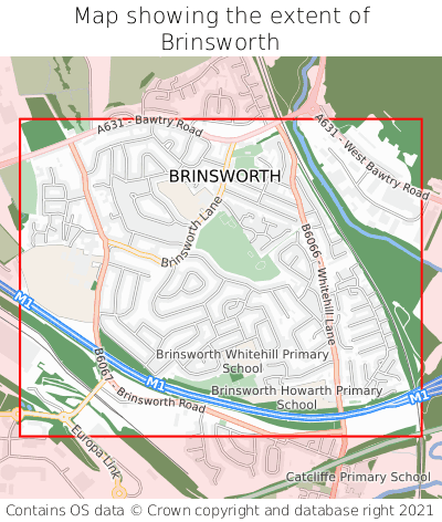 Map showing extent of Brinsworth as bounding box