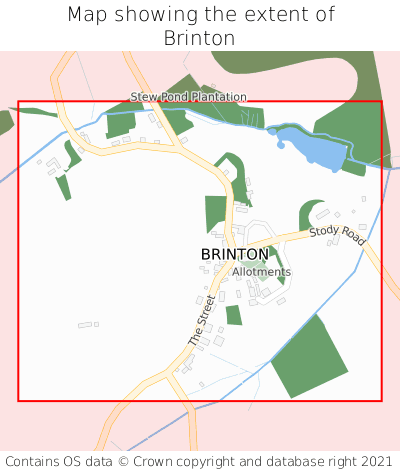Map showing extent of Brinton as bounding box