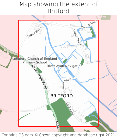 Map showing extent of Britford as bounding box