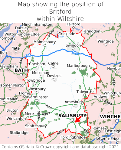 Map showing location of Britford within Wiltshire