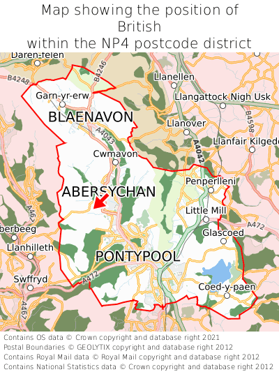Map showing location of British within NP4