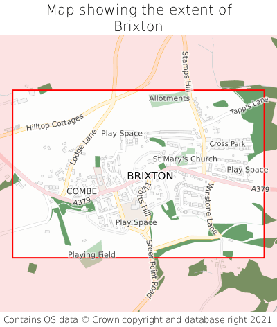 Map showing extent of Brixton as bounding box