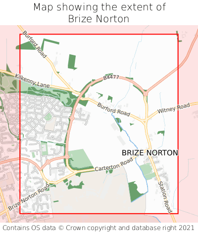 Map showing extent of Brize Norton as bounding box