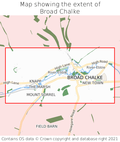 Map showing extent of Broad Chalke as bounding box