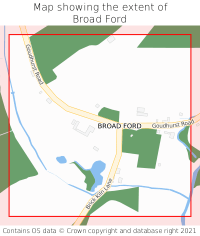 Map showing extent of Broad Ford as bounding box
