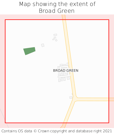 Map showing extent of Broad Green as bounding box