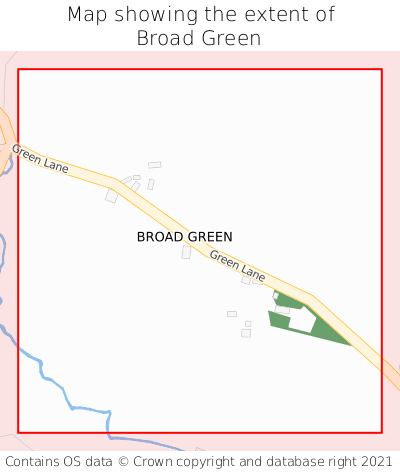 Map showing extent of Broad Green as bounding box