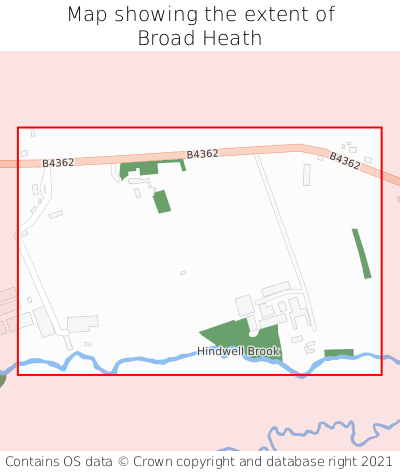 Map showing extent of Broad Heath as bounding box