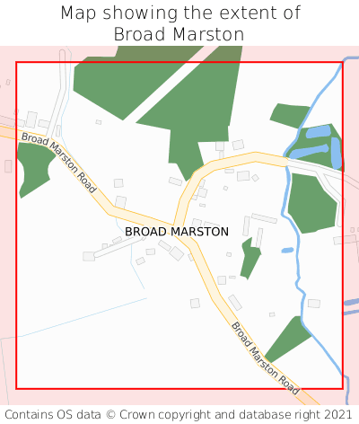 Map showing extent of Broad Marston as bounding box