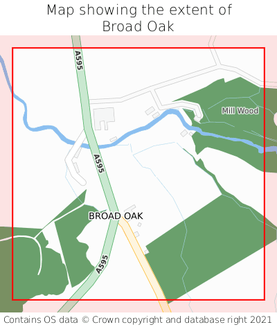 Map showing extent of Broad Oak as bounding box