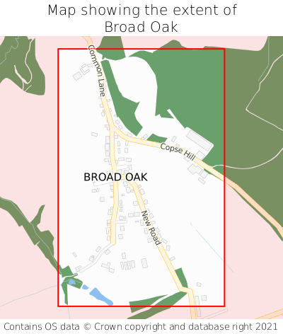 Map showing extent of Broad Oak as bounding box