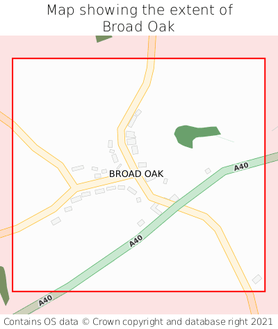 Map showing extent of Broad Oak as bounding box