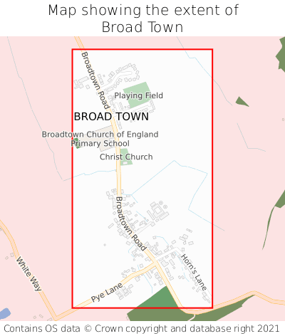 Map showing extent of Broad Town as bounding box