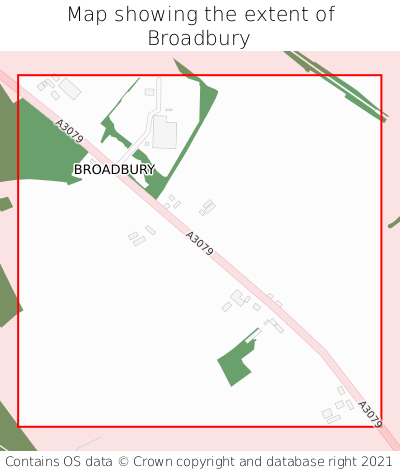Map showing extent of Broadbury as bounding box