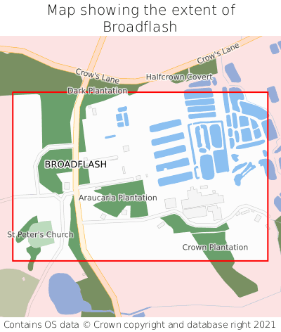 Map showing extent of Broadflash as bounding box