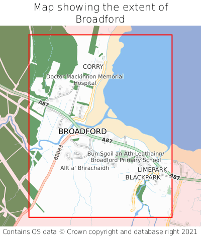 Map showing extent of Broadford as bounding box