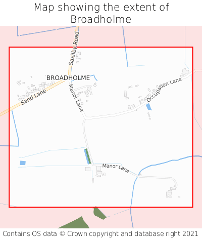 Map showing extent of Broadholme as bounding box