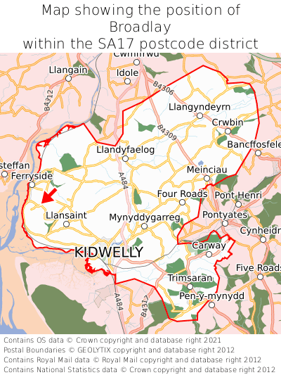 Map showing location of Broadlay within SA17