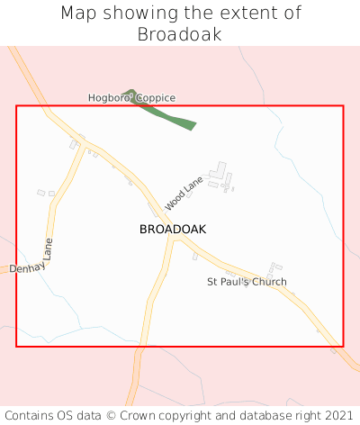 Map showing extent of Broadoak as bounding box