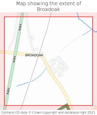 Map showing extent of Broadoak as bounding box