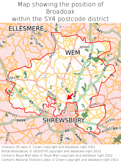 Map showing location of Broadoak within SY4