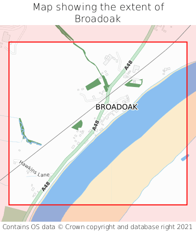 Map showing extent of Broadoak as bounding box