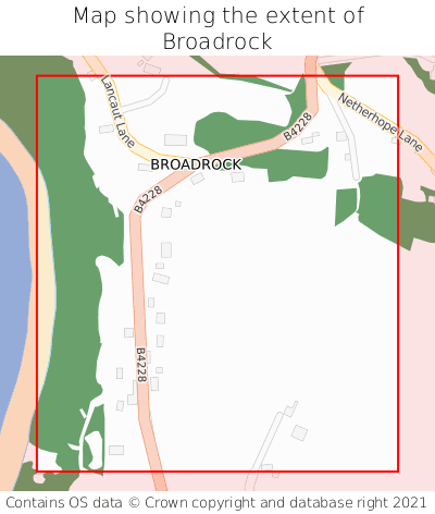 Map showing extent of Broadrock as bounding box