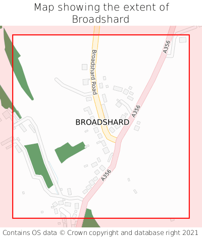 Map showing extent of Broadshard as bounding box