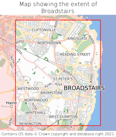 Map showing extent of Broadstairs as bounding box