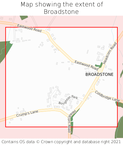 Map showing extent of Broadstone as bounding box