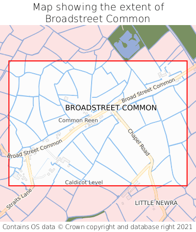 Map showing extent of Broadstreet Common as bounding box