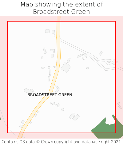 Map showing extent of Broadstreet Green as bounding box