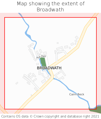 Map showing extent of Broadwath as bounding box