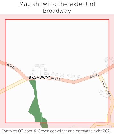 Map showing extent of Broadway as bounding box