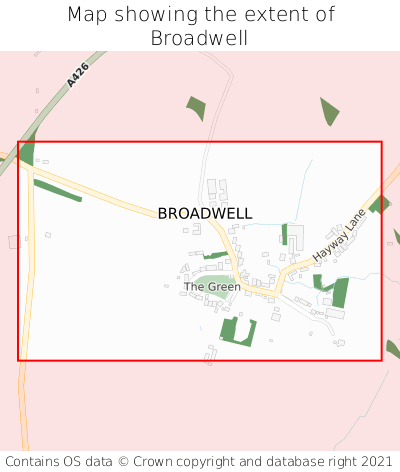 Map showing extent of Broadwell as bounding box