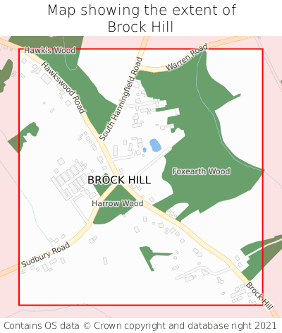 Map showing extent of Brock Hill as bounding box