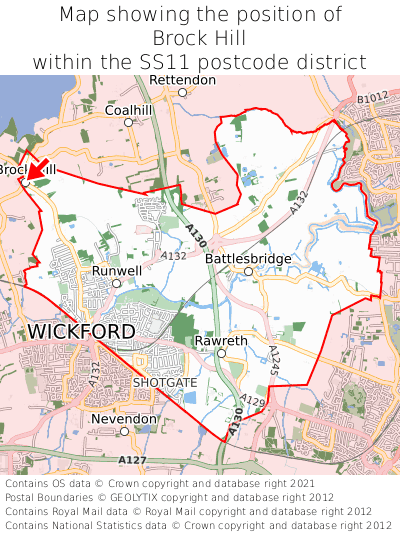 Map showing location of Brock Hill within SS11