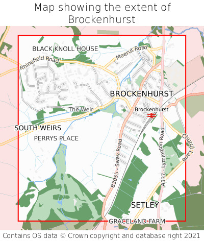 Map showing extent of Brockenhurst as bounding box