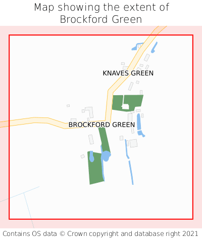 Map showing extent of Brockford Green as bounding box