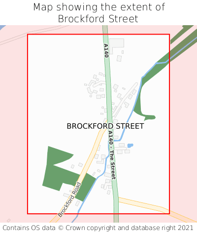 Map showing extent of Brockford Street as bounding box