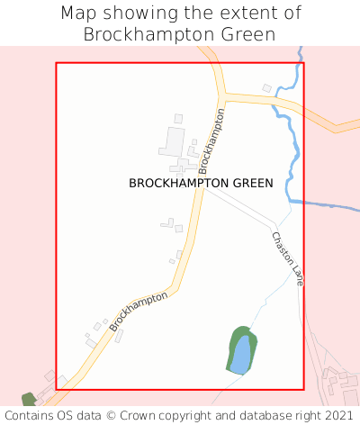 Map showing extent of Brockhampton Green as bounding box