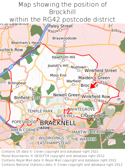 Map showing location of Brockhill within RG42