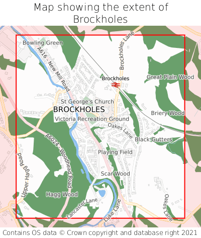 Map showing extent of Brockholes as bounding box