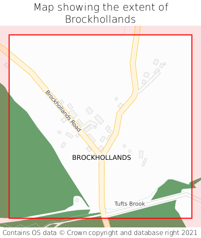 Map showing extent of Brockhollands as bounding box