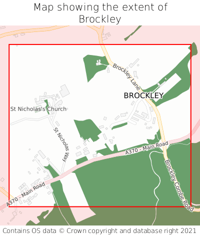 Map showing extent of Brockley as bounding box